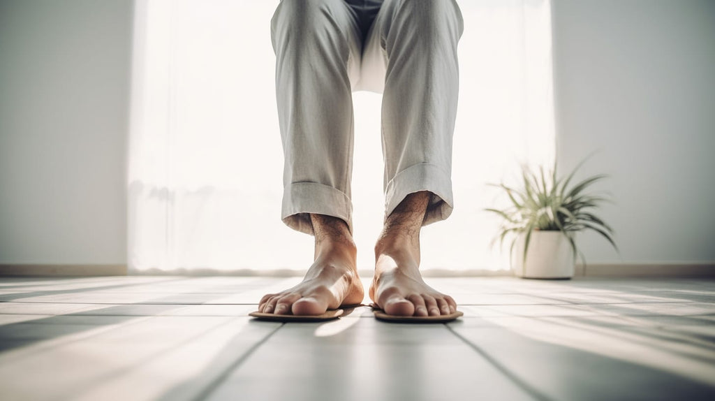 an image depicting bare feet that are in pain