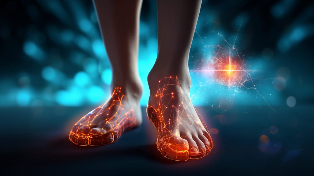 an image showcasing a person with diabetes experiencing foot pain