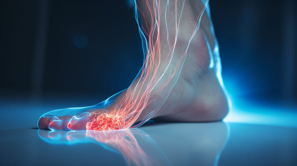 image depicting a close-up of a foot showcasing the diagnostic process and emphasizing the importance of early
