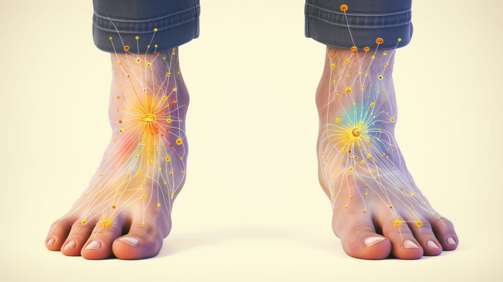 an image showcasing a diverse range of treatment options for peripheral neuropathy in legs and feet