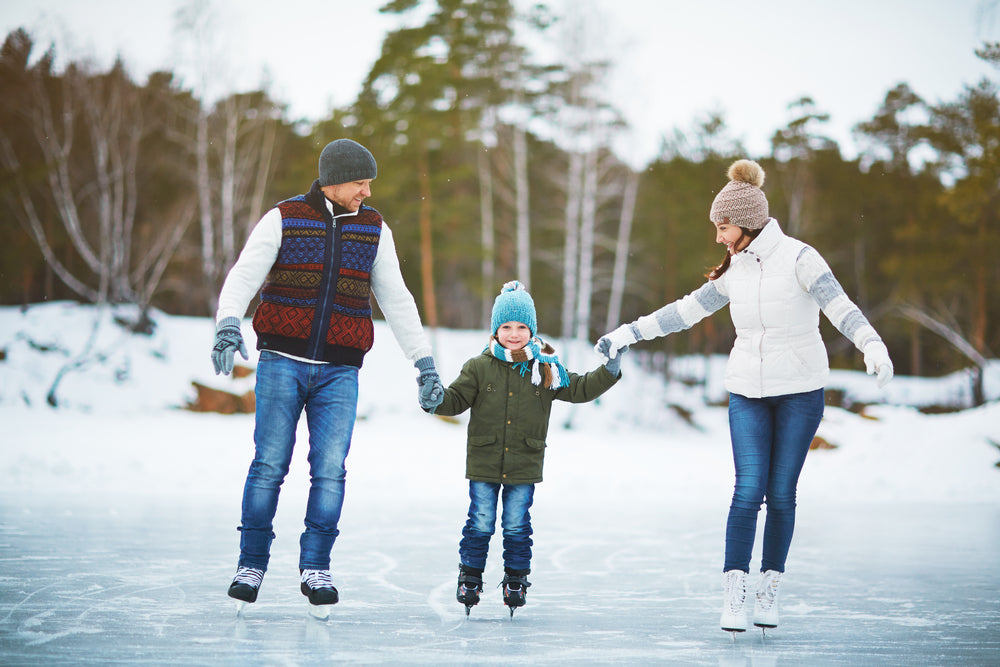 Outdoor Family Ice Skating Winter Exercise