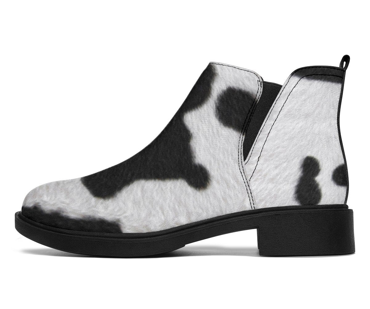 cow print chelsea boots