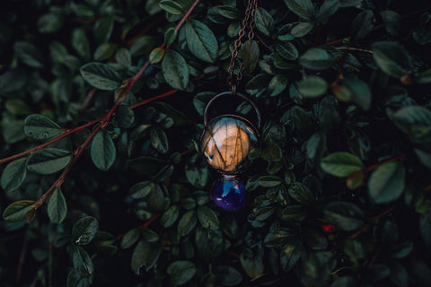 Golden Labradorite Paired with Amethyst in the Foliage