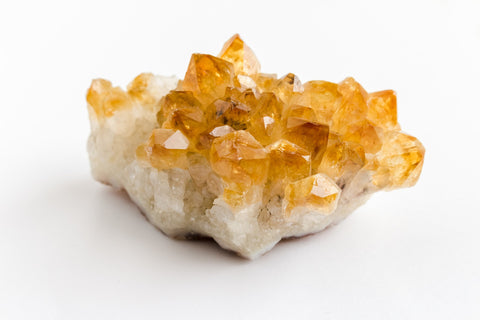 Heat Treated Citrine Cluster Example on a White Background