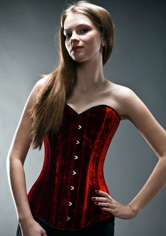 long red velvet corset