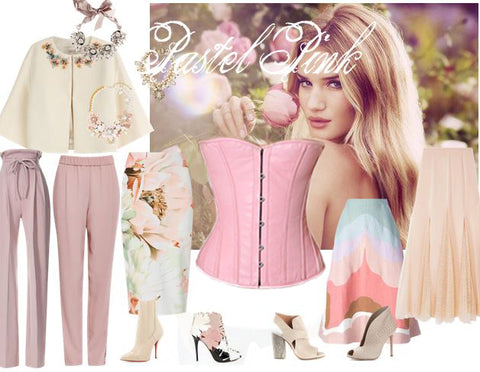 pastel pink leather corset