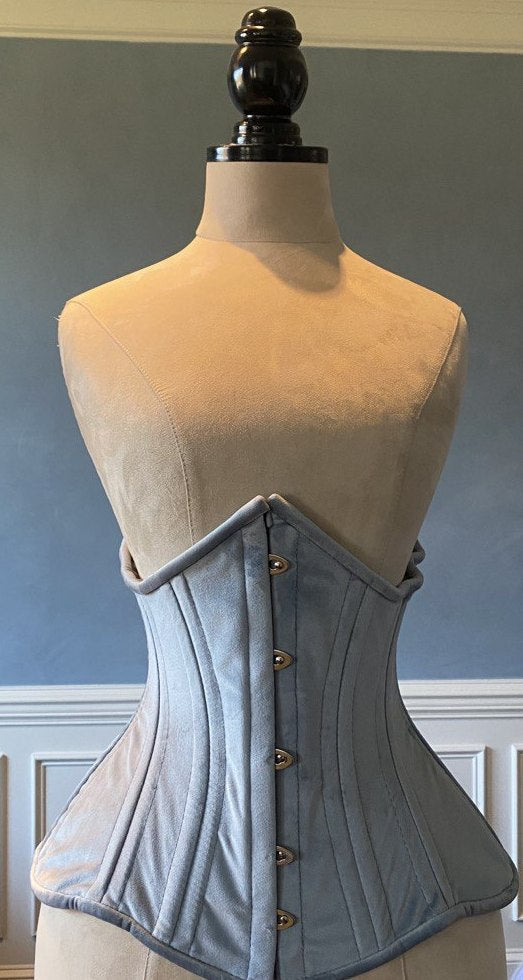 Historical pattern Edwardian overbust corset from velvet