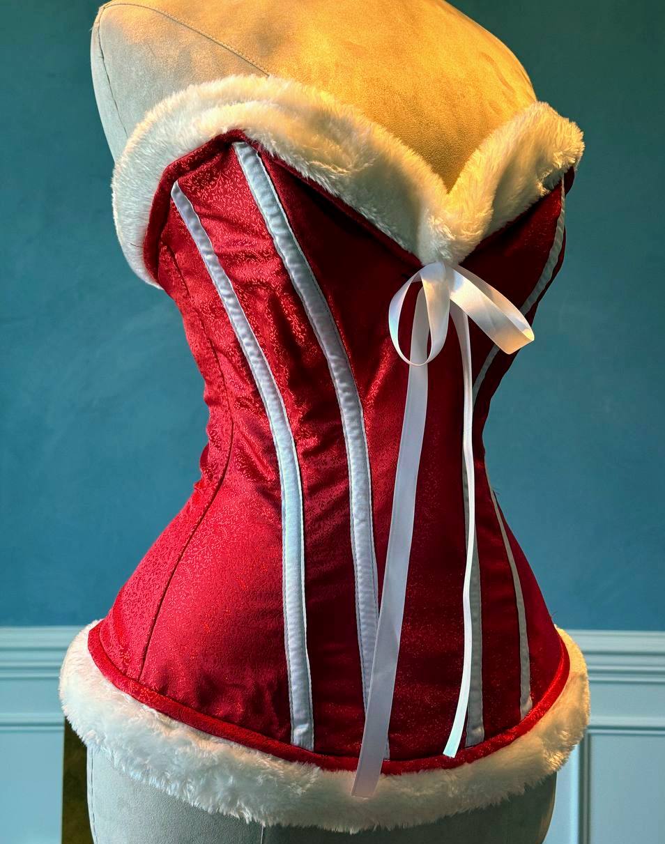 Authentic Santa Corset Dress With Fluffy Skirt, Red Christmas