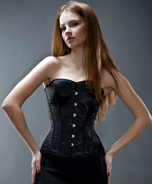 Overbust satin corset with classic busk. Gothic Victorian, steampunk affordable corset Corsettery