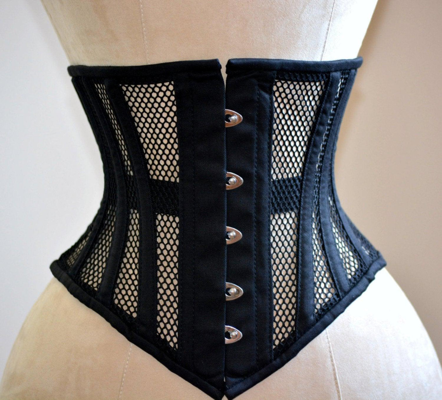 Steel boned PVC waist corset - red black waspie cincher underbust 24 26 28  30 32