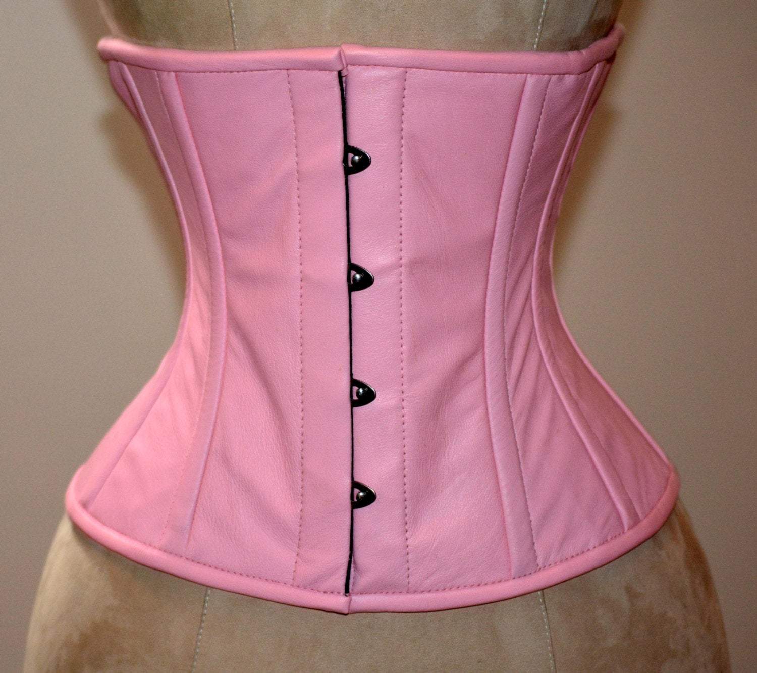 Real Leather Waist Steel Boned Authentic Corset Of The Pale Pink Color Corsettery Authentic 