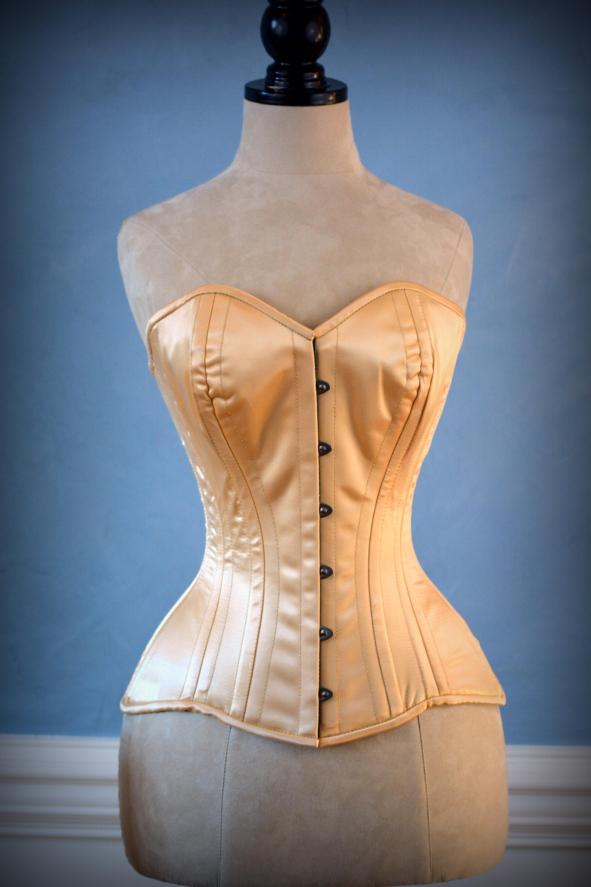 Luxury Made To Measures Overbust Authentic Satin Corset With Long Hip Corsettery Authentic 7349