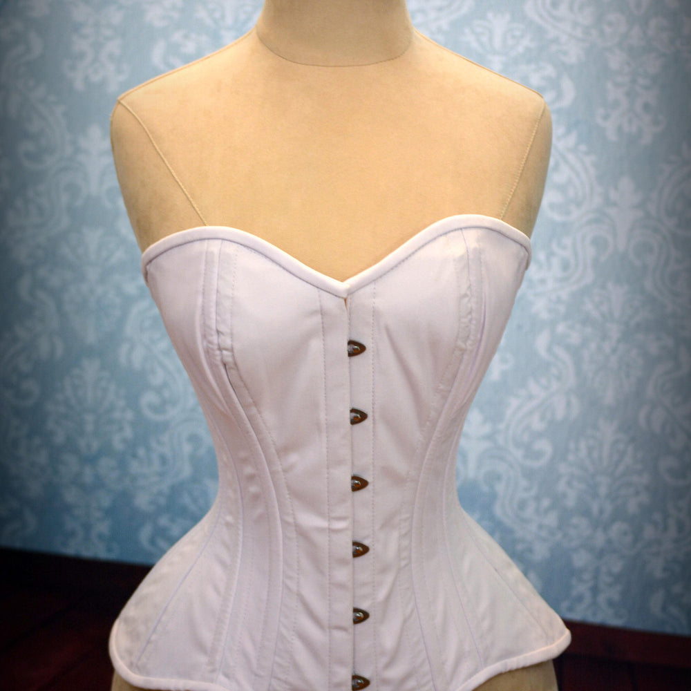 Overbust Corset White Cotton Bustier F9922