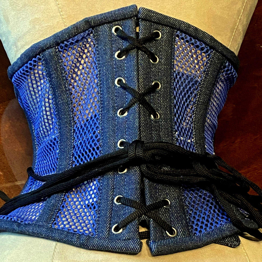 Denim Waist Steel-boned Authentic Corset. Corsettery Western Collection.  Tight Lacing and Waist Training, Steampunk, Gothic, Pirate 