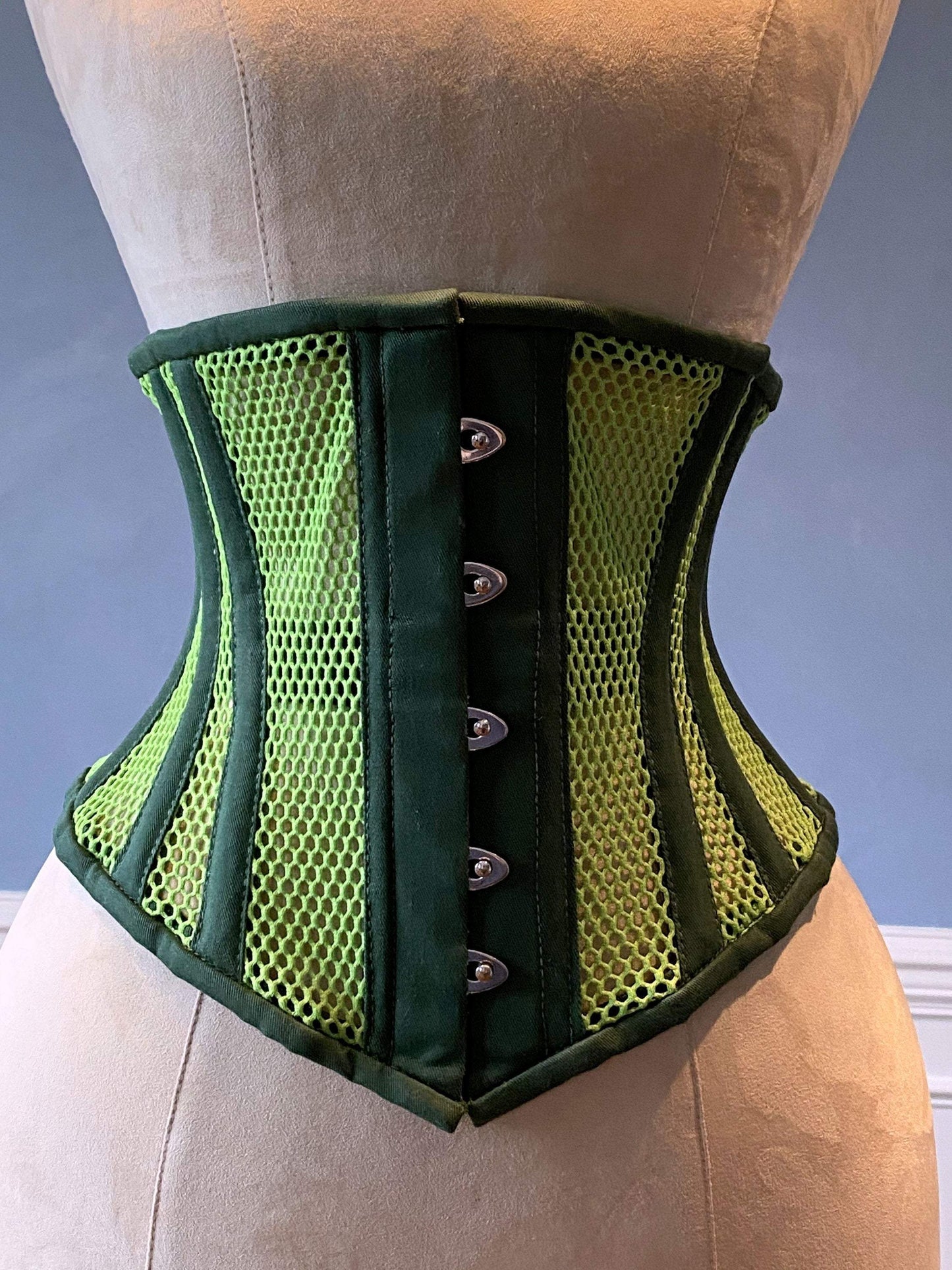 Bella Green Satin Underbust Steel Boned Corset