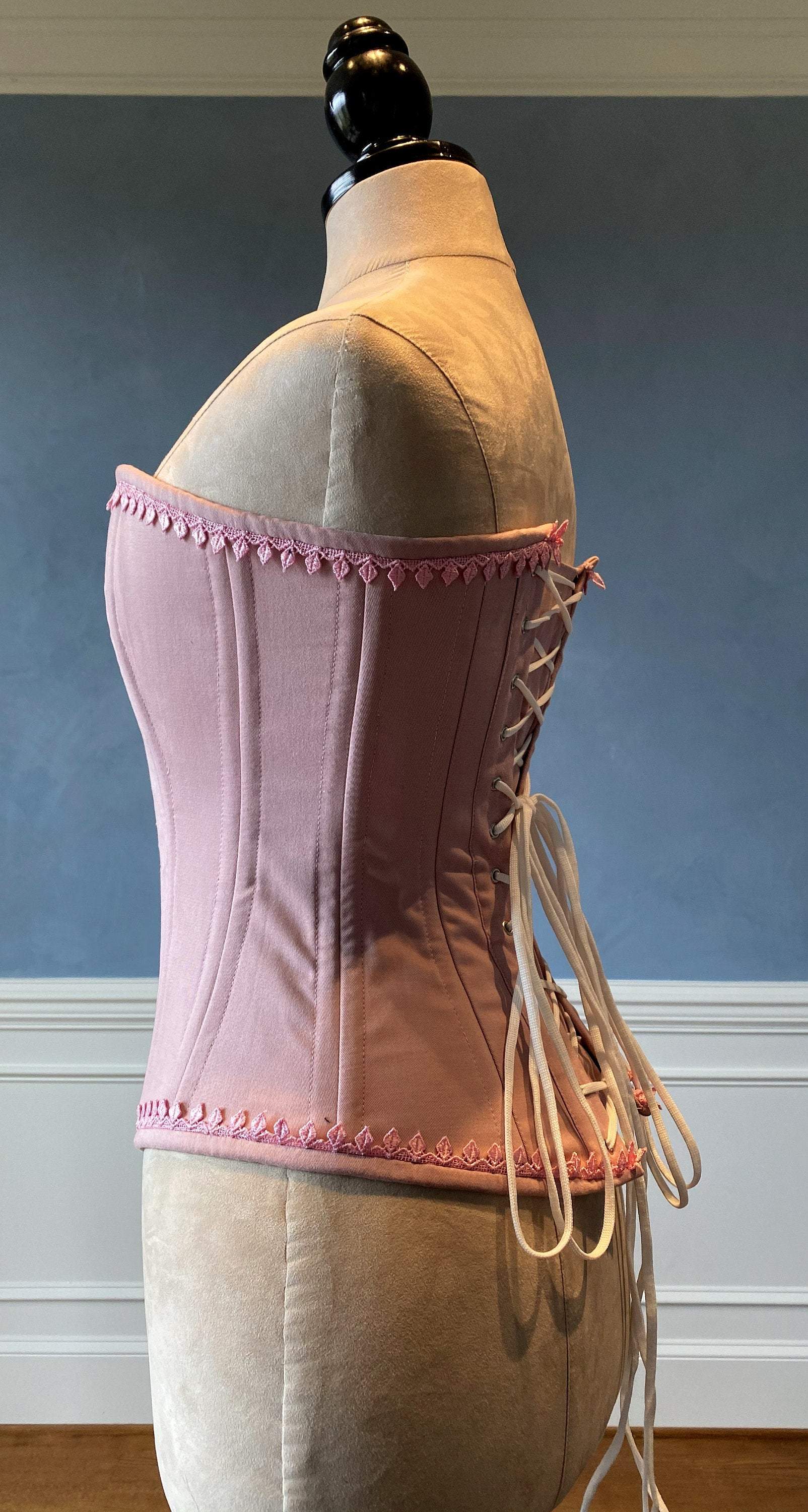 Authentic cotton corset: vintage pink cotton overbust corset ...