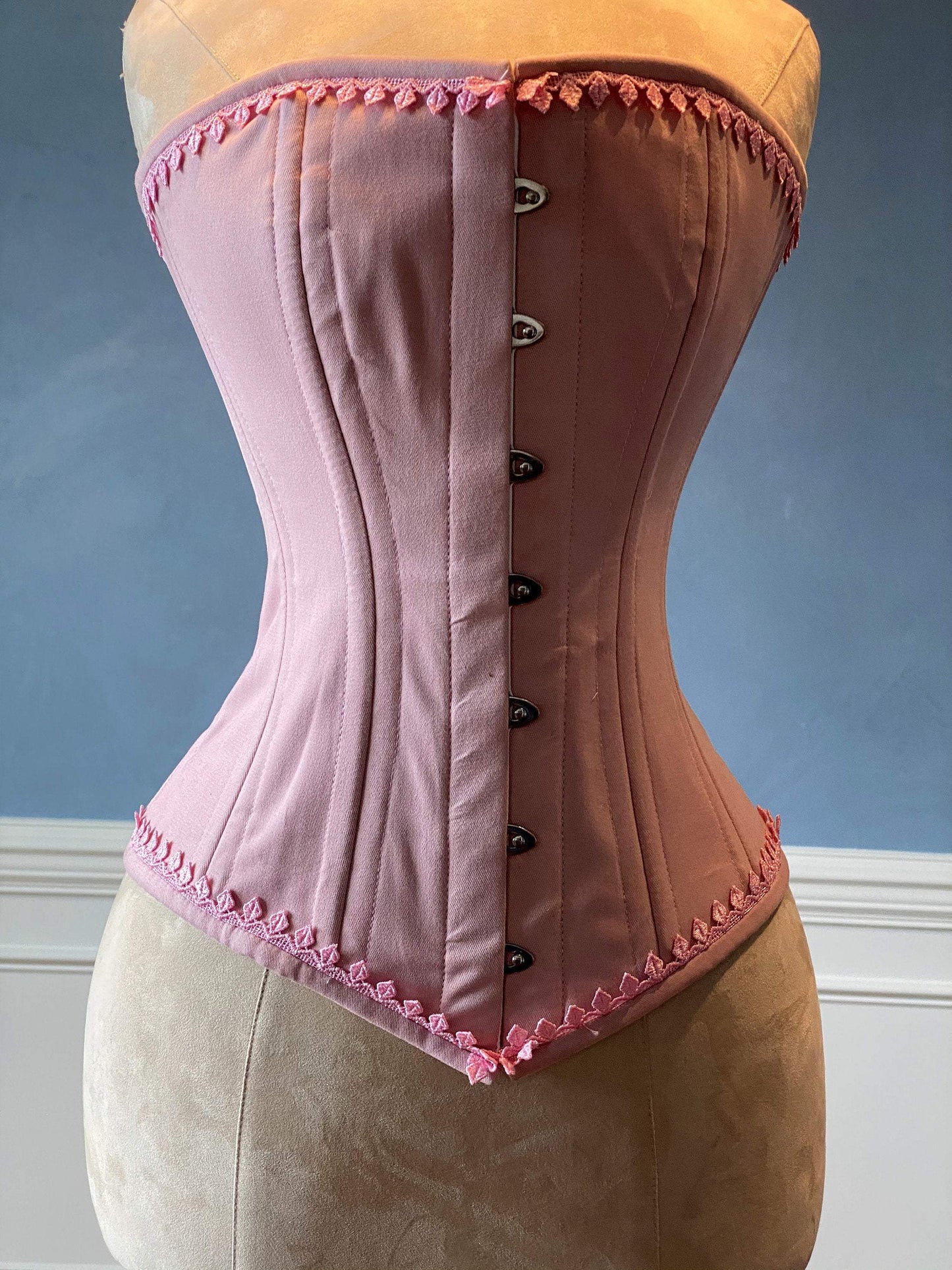 Leather Corset Authentic Victorian Style Overbust Steel Boned Basque -   Canada