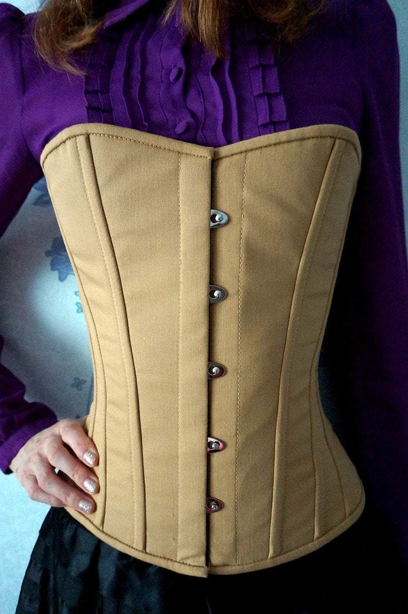 Vintage satin full bust historical pattern corset with 40 steel
