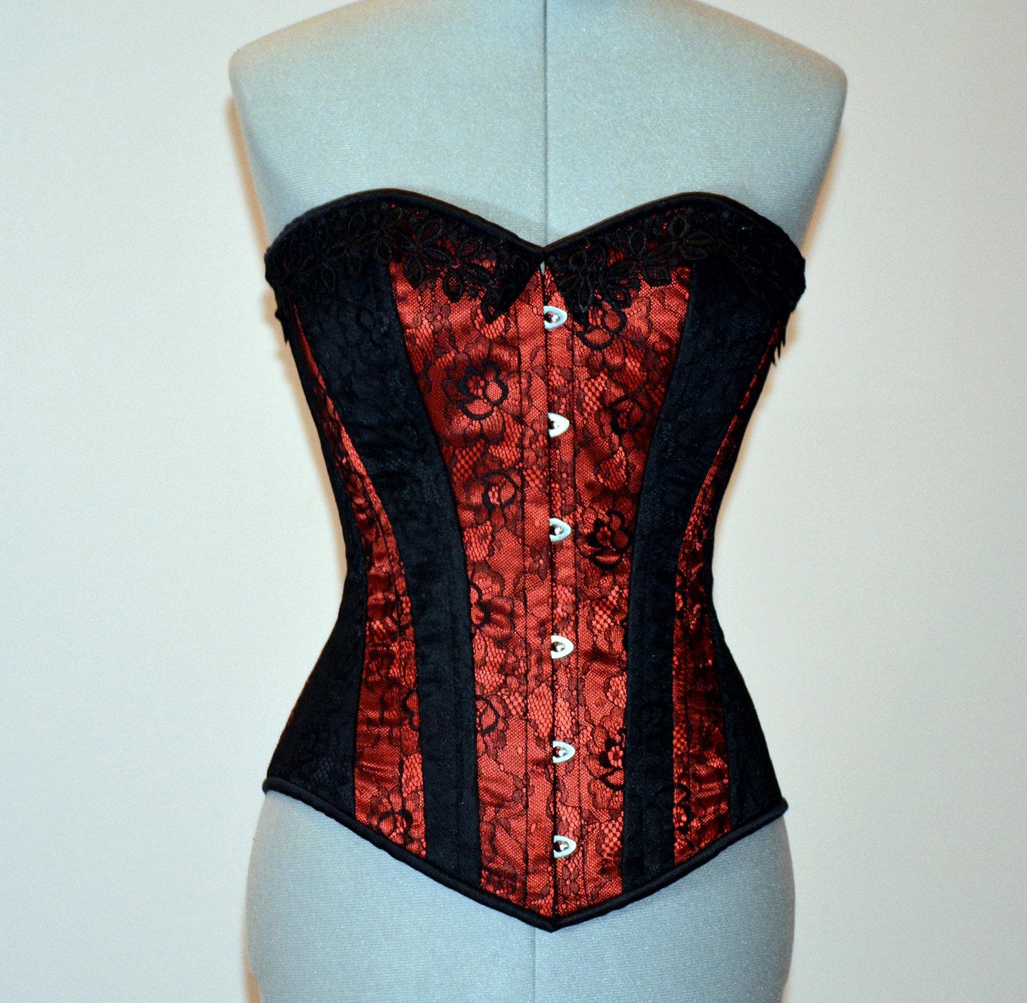 Classic Satin Overbust Authentic Corset With Lace Steel Boned Corset Corsettery Authentic