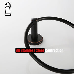 JQK Towel Ring Oil Rubbed Bronze, Stainless Steel Hand Towel Holder for Bathroom, ORB Wall Mount, TR130-ORB