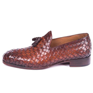 woven leather slip on shoes