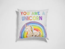 Unicorn Rainbow Pillow Throw Decorative Pillow Cover for Girl's Room, Playroom or Girl's Bedroom