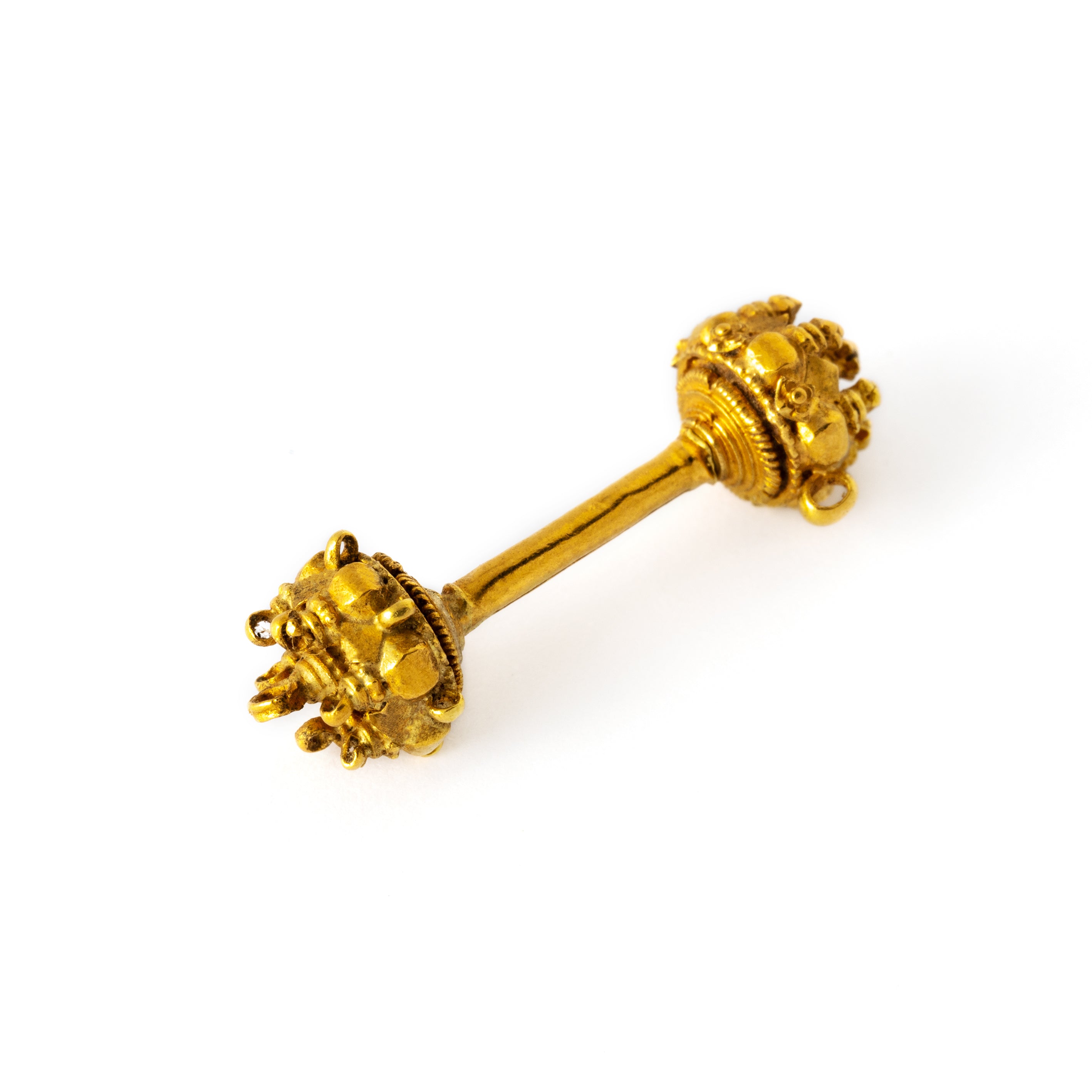 18K Gold Flower Piercing Bar | Antique Indian Jewellery - Tribu