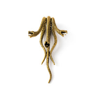 single gold brass three snakes attached as a hook ear hanger frontal view