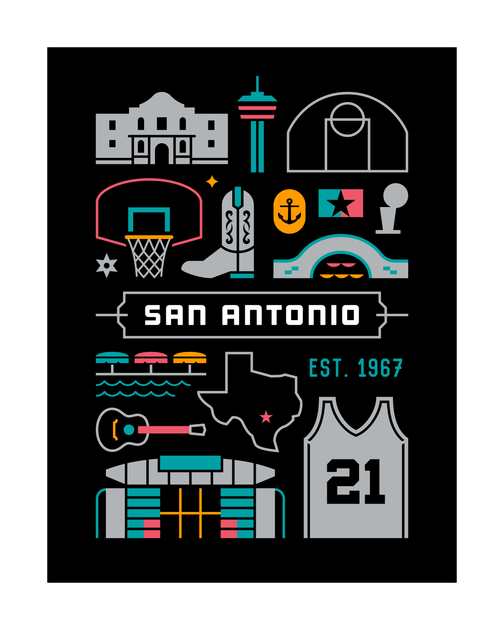 San Antonio Basketball Hometown Icon