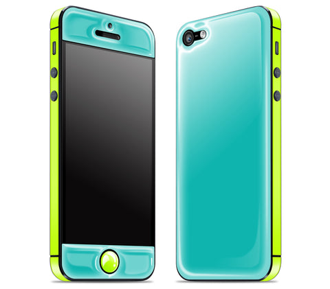 Teal / Neon Yellow <br>iPhone 5 - Glow Gel Combo
