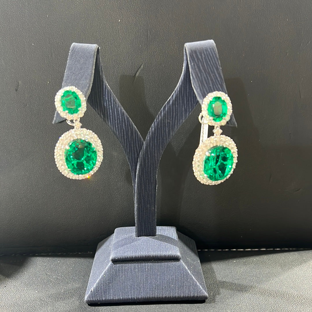 RD DIAMOND & EMERALD DROP EARRING