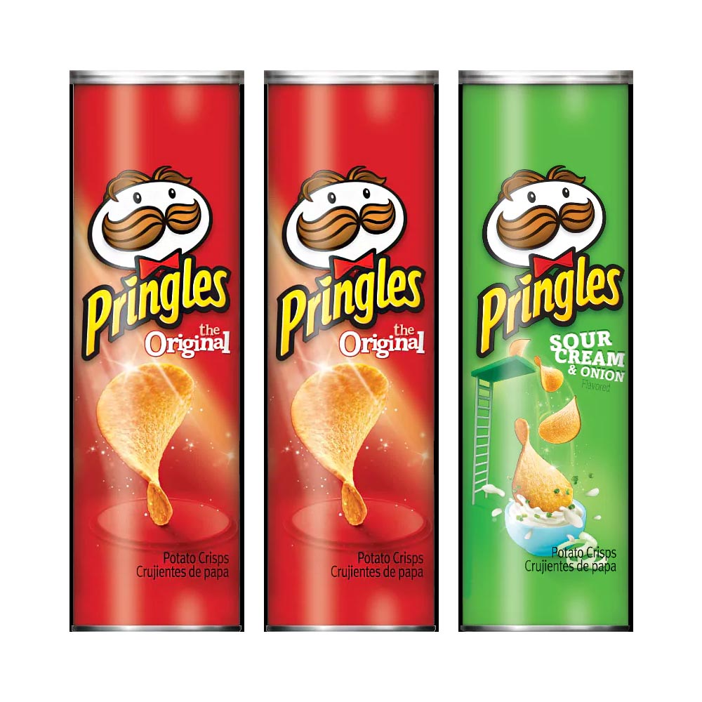 Pringles 2 Original + 1 Sour Cream & Onion Chips 165g (Pack of 2 ...