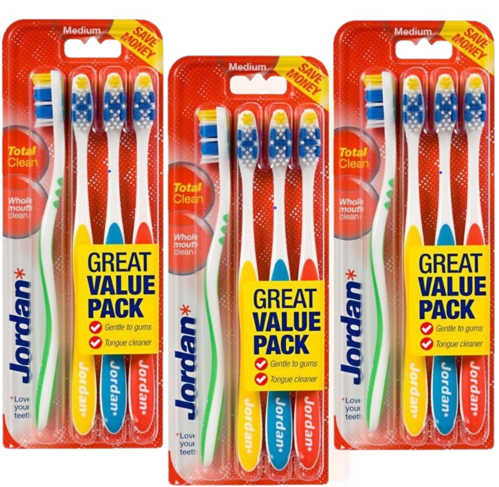 sejle konjugat Ofte talt Jordan Tooth Brush Total Clean Medium - (Pack of 4 Pieces x 3 Packs) –  Billjumla.com