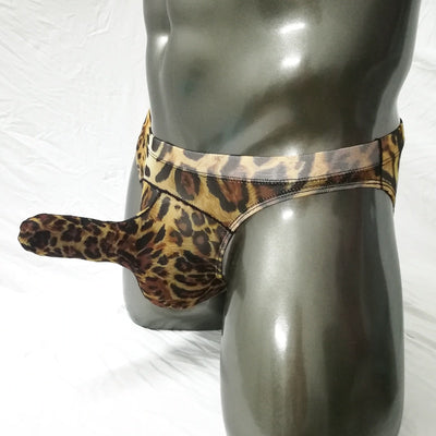 Men's Hot Leopard Low Waist Penis Sheath Erect Brief Underwear