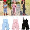 Cute Toddler Baby Girls Kids Clothes Sleeveless Solid Cotton Summer Romper Backless Fine Strap Jumpsuit