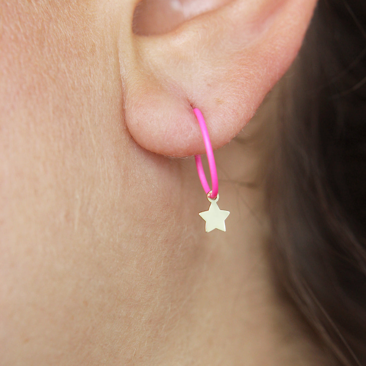 Earrings - Single earring with Star and painted hoop - ORO18KT - 5 | Rue des Mille