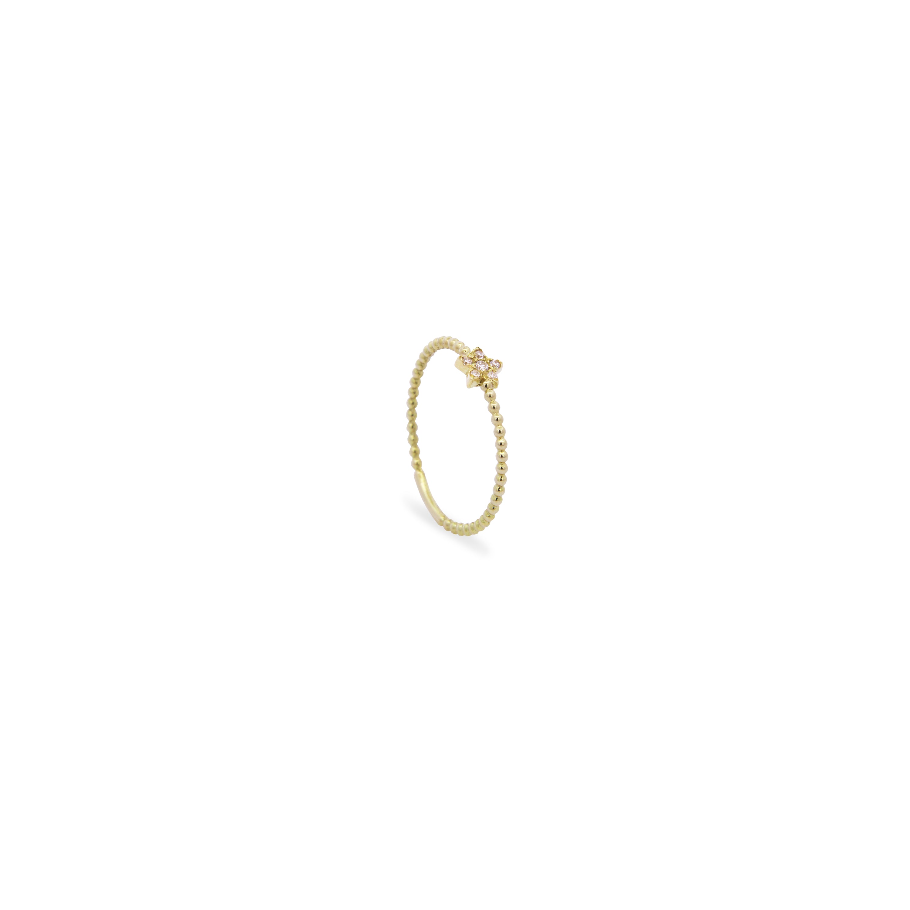 Anelli - Anello fedina zigrinata stella e Diamanti Lab Grown - ORO18KT - 1 | Rue des Mille