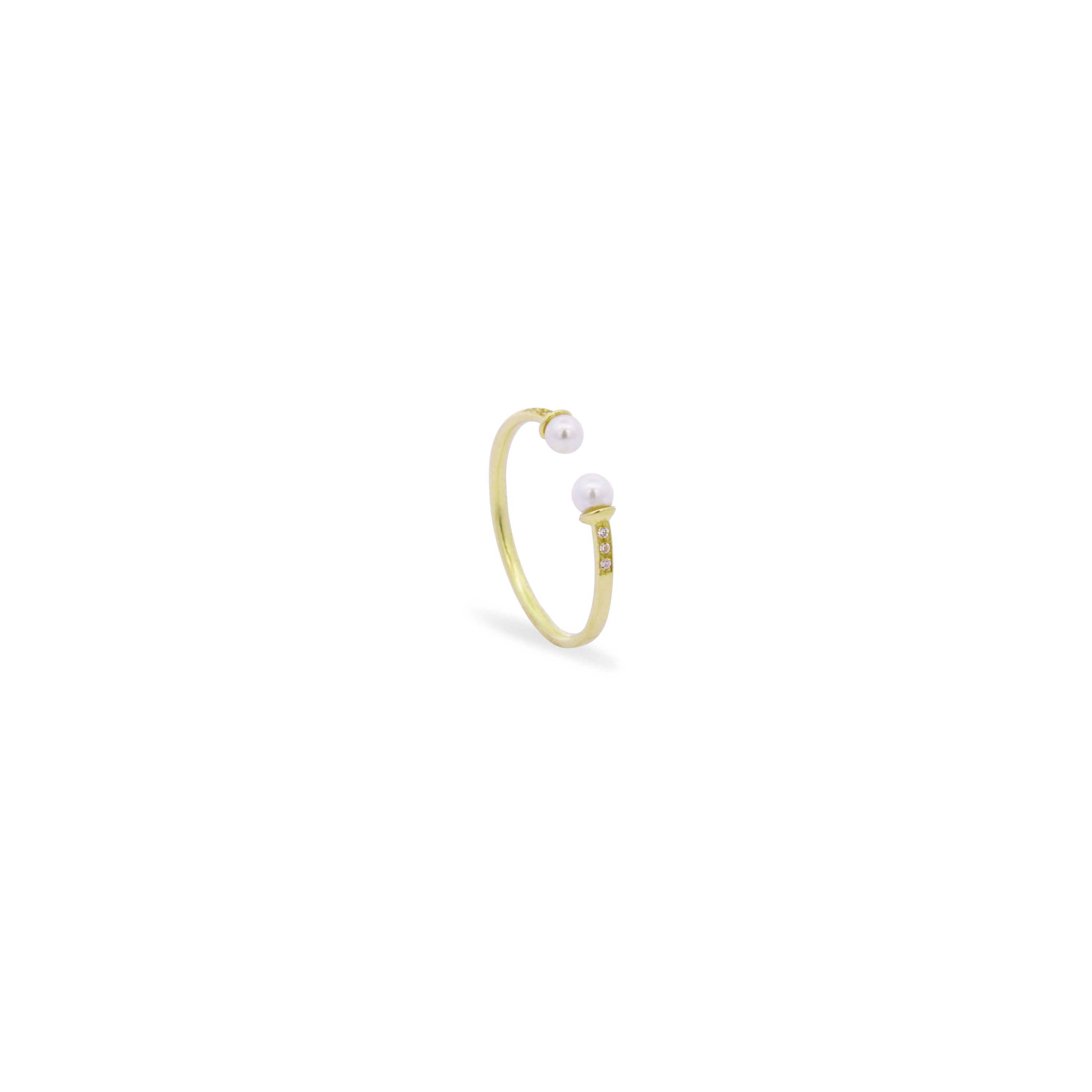 Anelli - Anello contrariè perle e Diamanti Lab Grown - ORO18KT - 1 | Rue des Mille