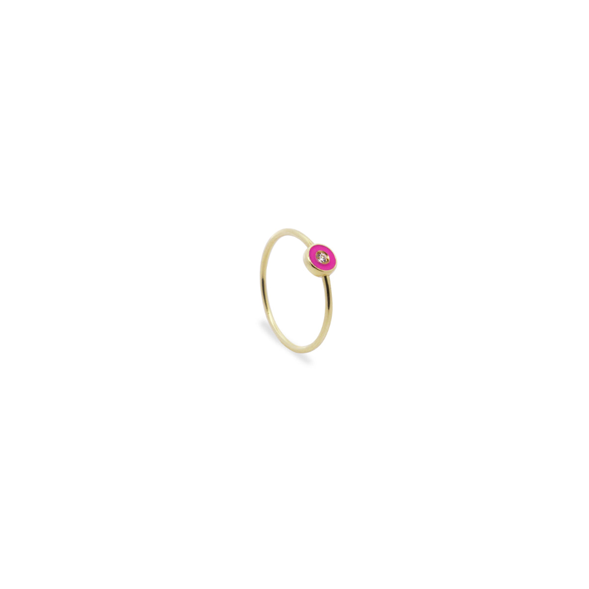 Anillos - Anillo Diamond DOT fucsia fluo y Diamante de Laboratorio - ORO18KT - 1 | Rue des Mille