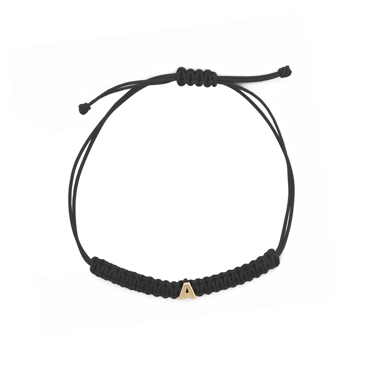Black fabric bracelet with letter - ORO18KT