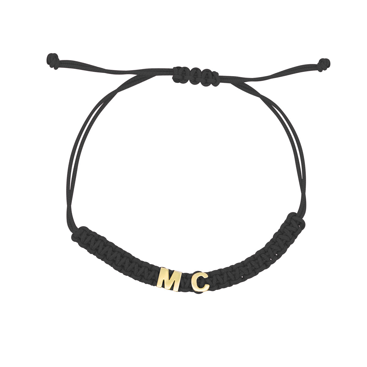 Bracciali - Bracciale tessuto nero personalizzabile - ORO18KT - 1 | Rue des Mille