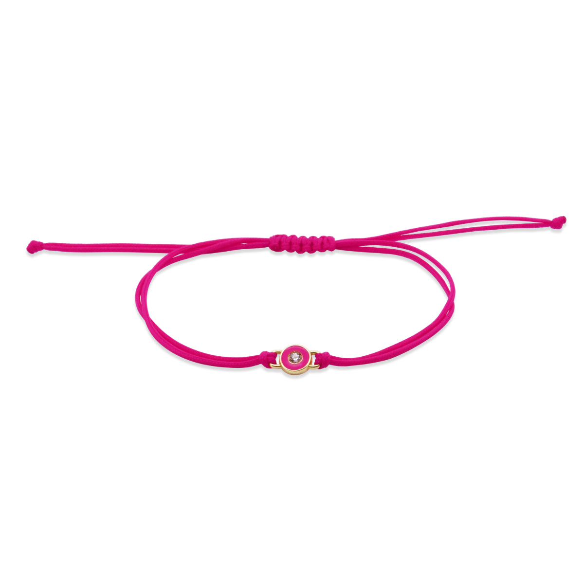 Bracciali - Bracciale tessuto Diamond DOT fucsia Fluo e Diamante Lab Grown - ORO18KT - 1 | Rue des Mille