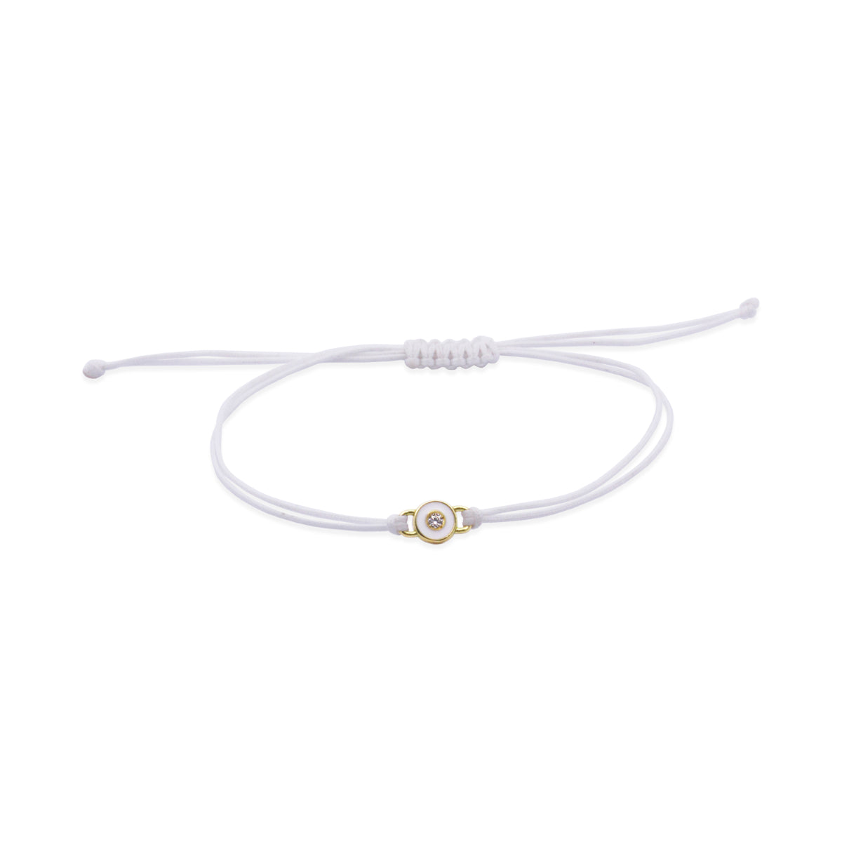 Bracelets - White Fabric bracelet Diamond DOT and Lab Grown Diamond - ORO18KT - 1 | Rue des Mille