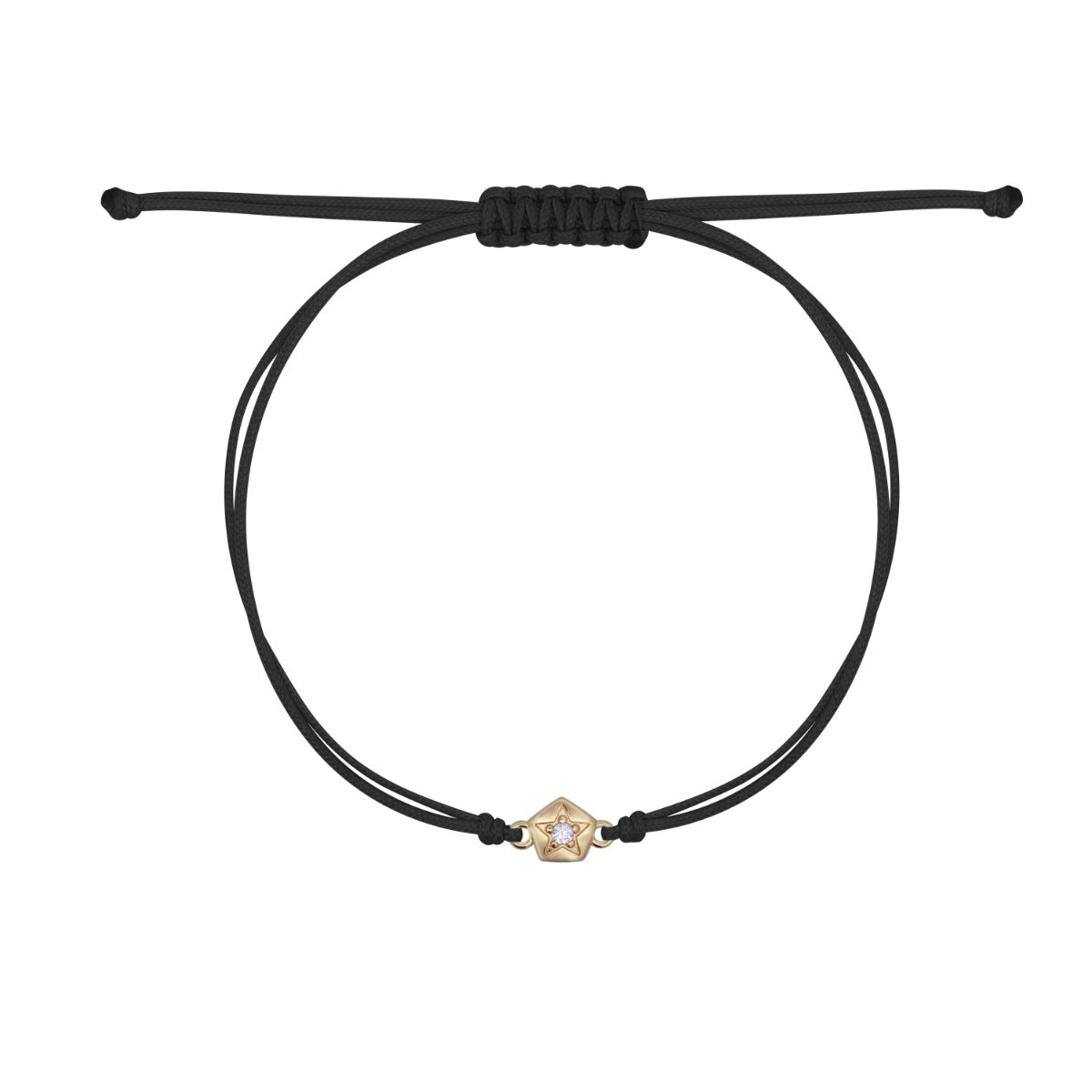 Pulseras - Pulsera de tela con estrella y diamante de laboratorio - ORO18KT - 2 | Rue des Mille