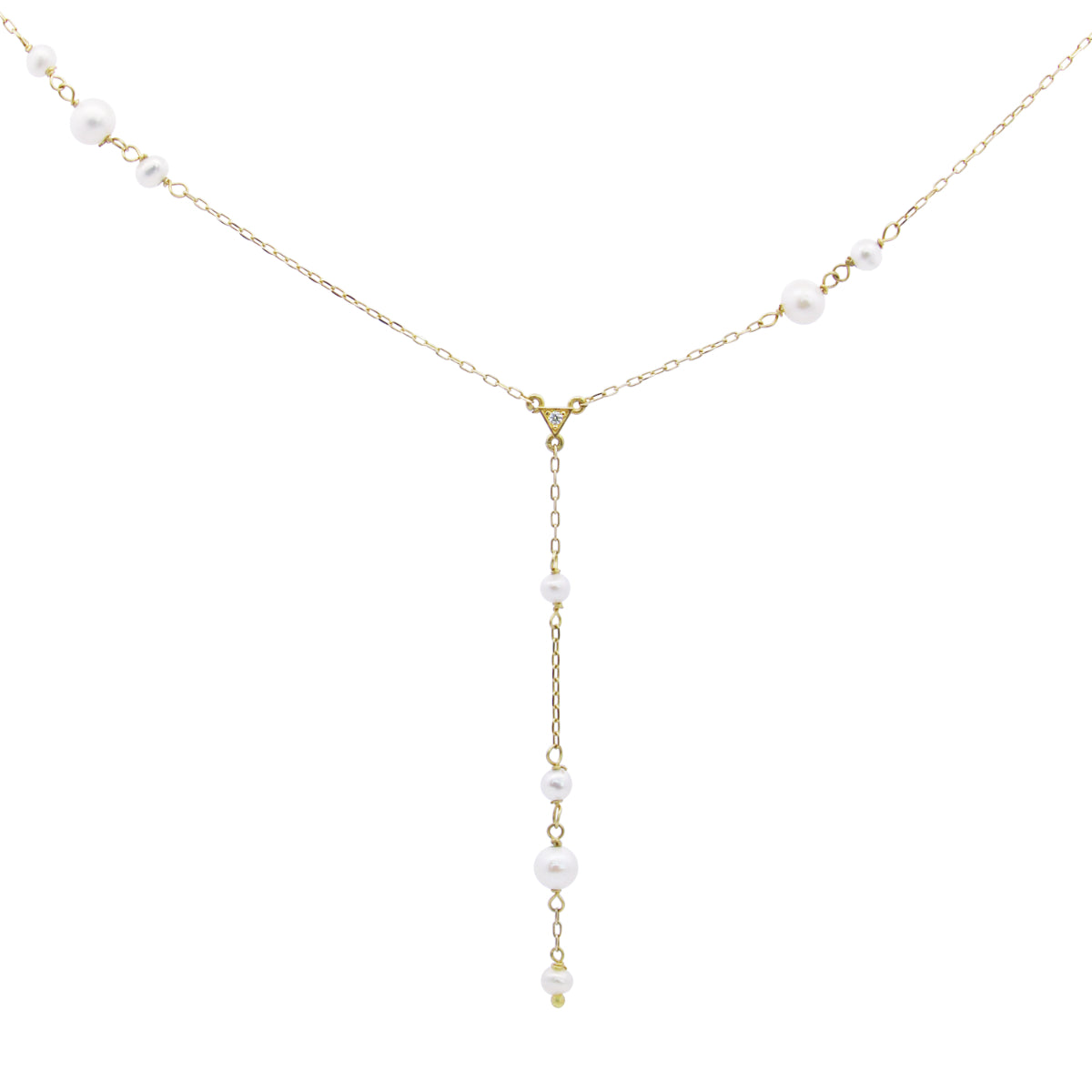 Chokers - Gold rosary necklace with small pearl - ORO18KT - 1 | Rue des Mille