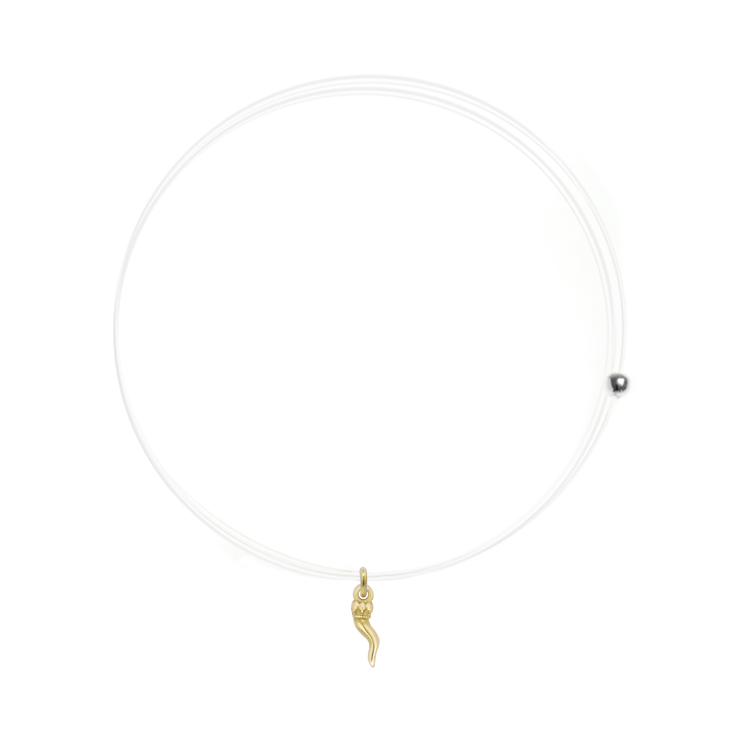 Choker invisibile line with Lucky horn - ORO18KT