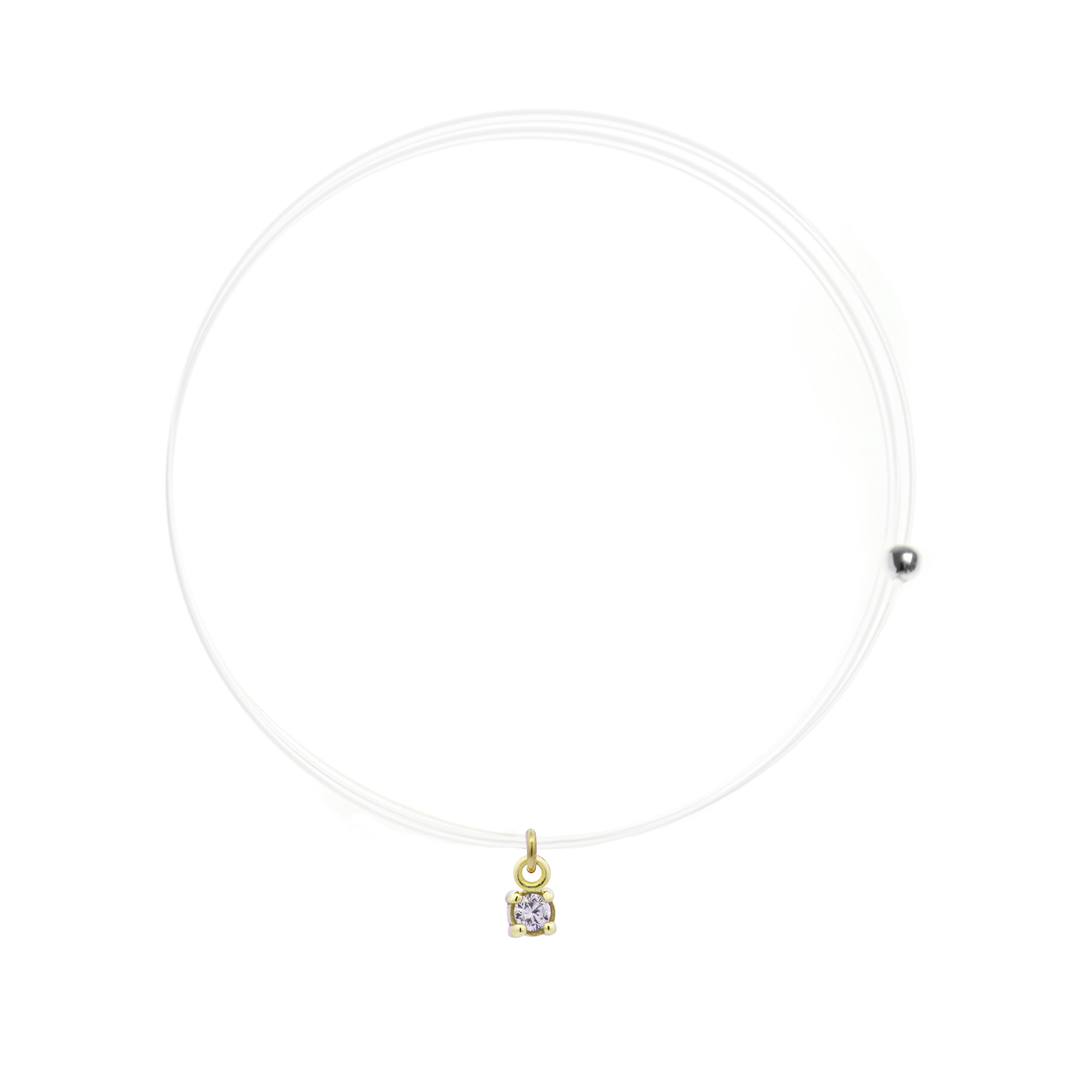 Girocolli - Girocollo Lenza con castone e diamante di laboratorio - ORO18KT - 1 | Rue des Mille