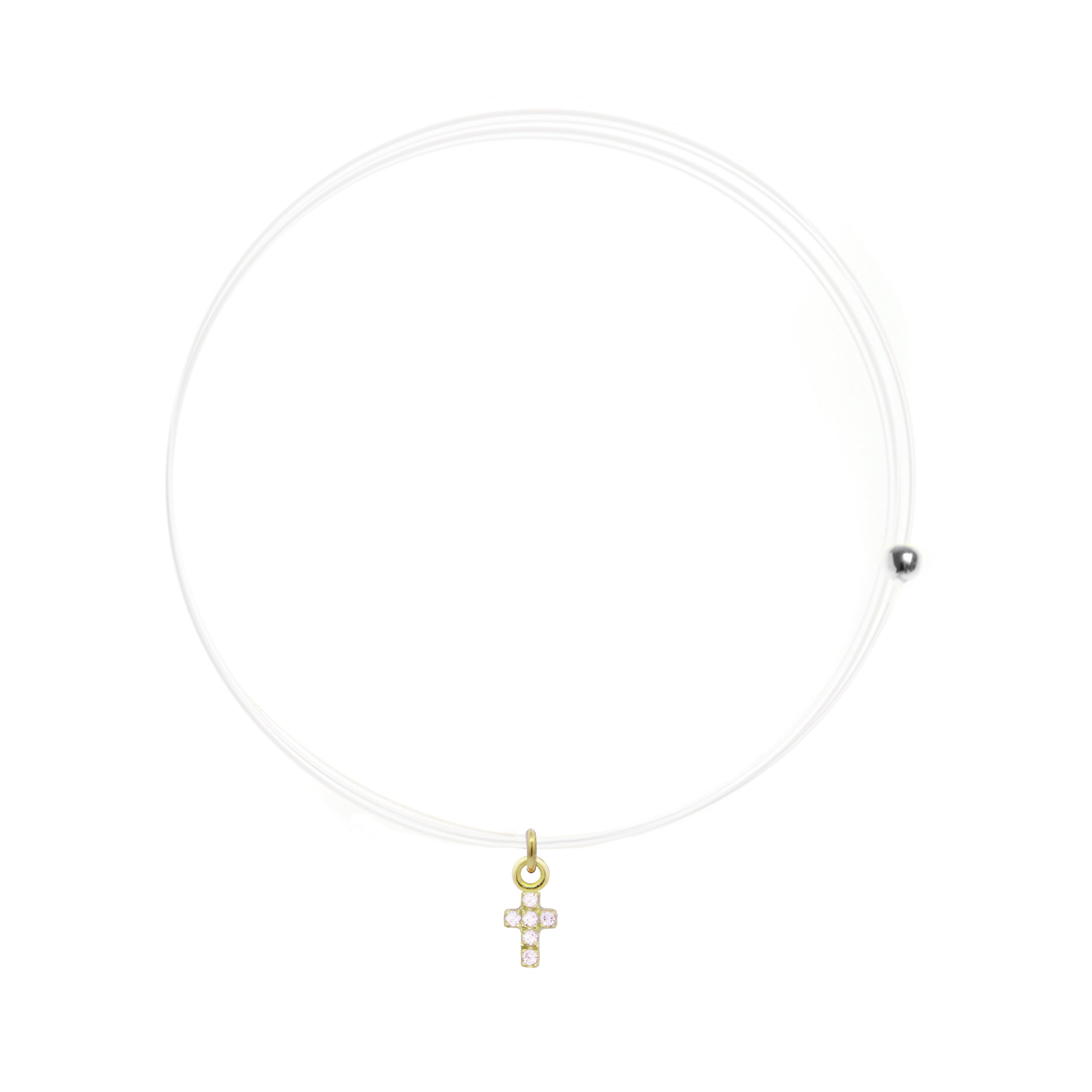 Choker invisible line with Cross and lab grown diamond - ORO18KT