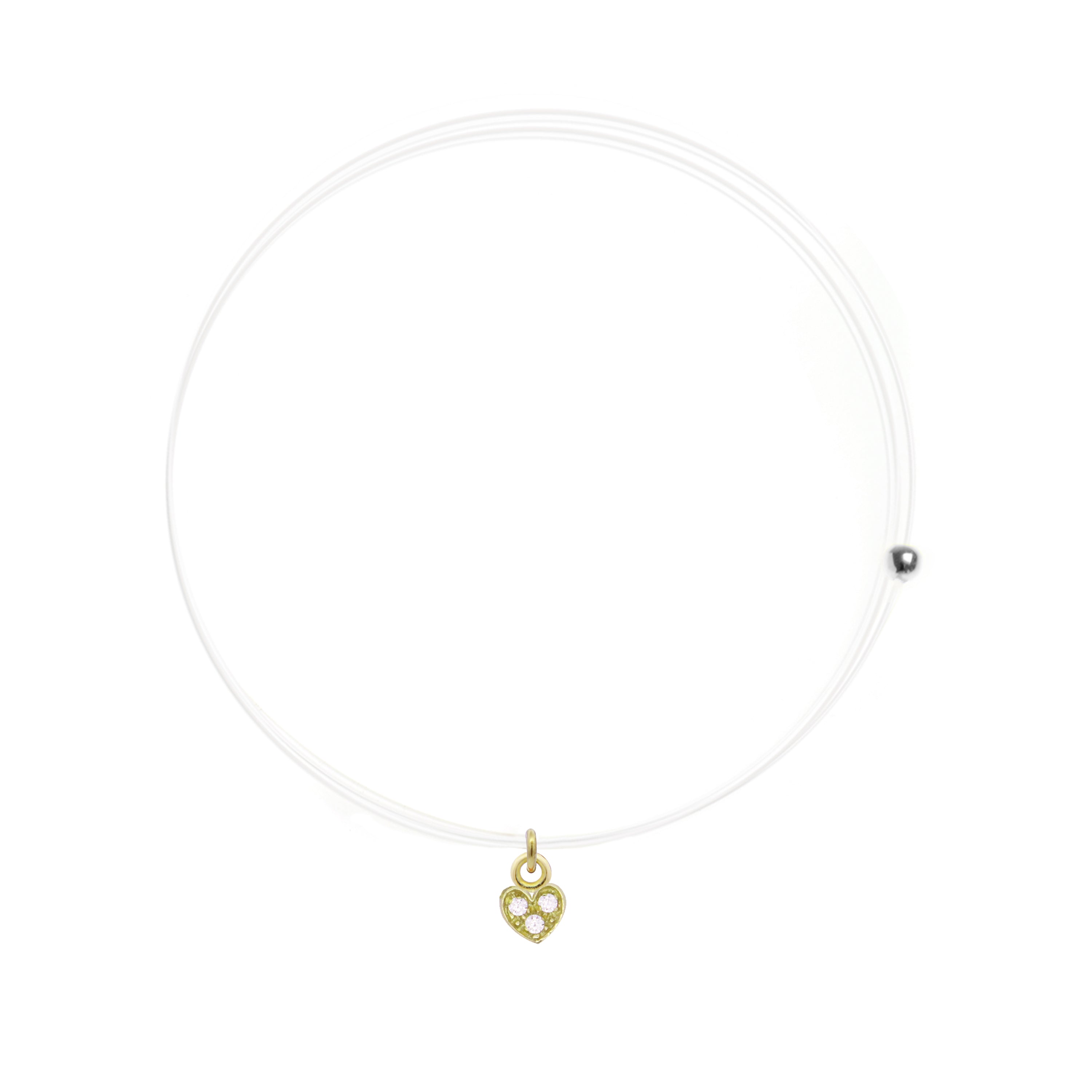 Choker invisible line with heart and lab grown diamond - ORO18KT