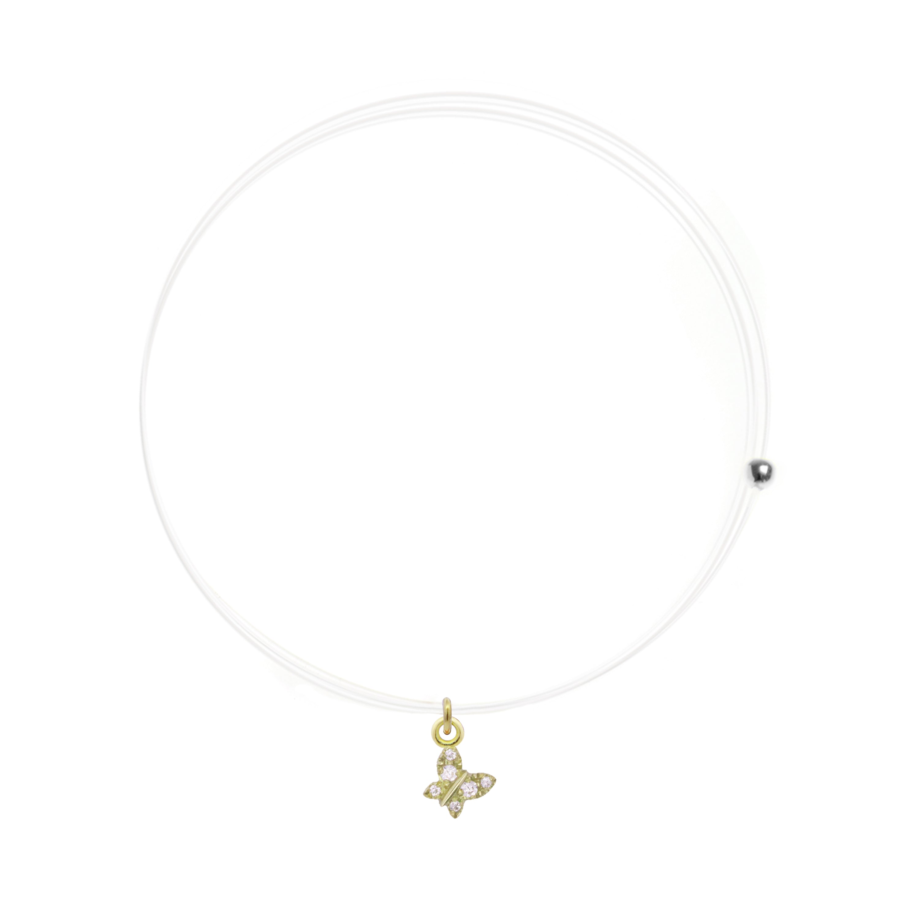 Chokers - Choker invisible line with Butterfly and lab grown diamond - ORO18KT - 1 | Rue des Mille